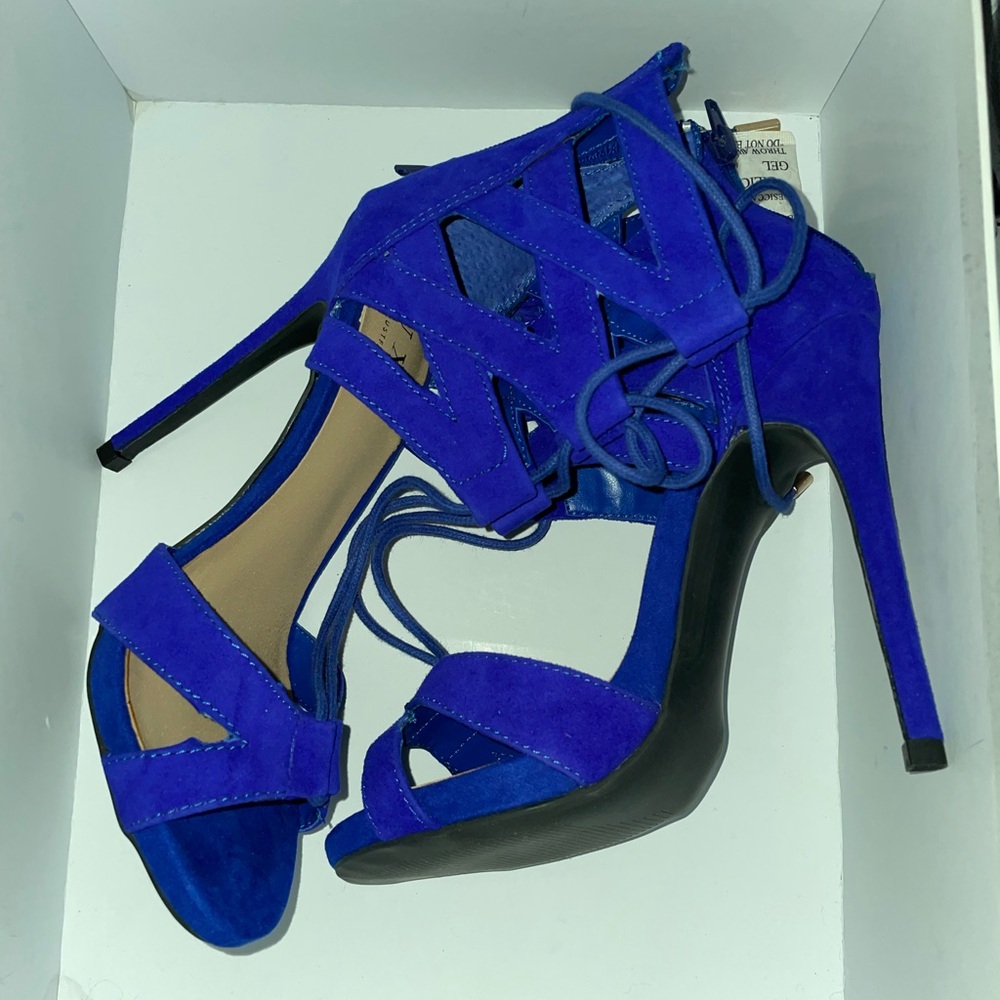 Blue high heel sandals